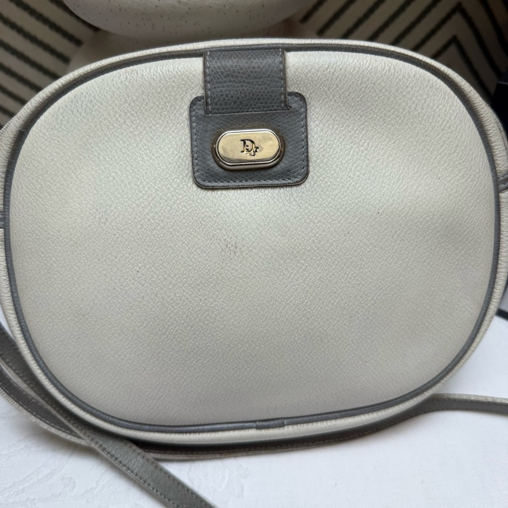 Dior Vintage White and Gray Crossbody Bag with Timeless Elegance